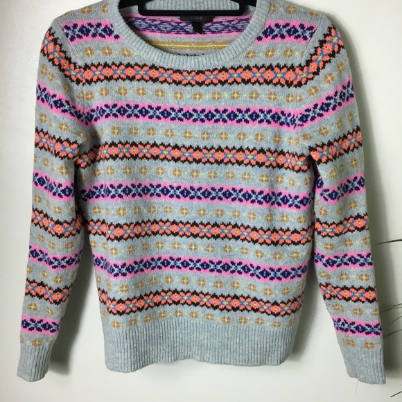 J. Crew Sweaters - NWT J. Crew Lambswool Fair Isle Sweater Blue Pink